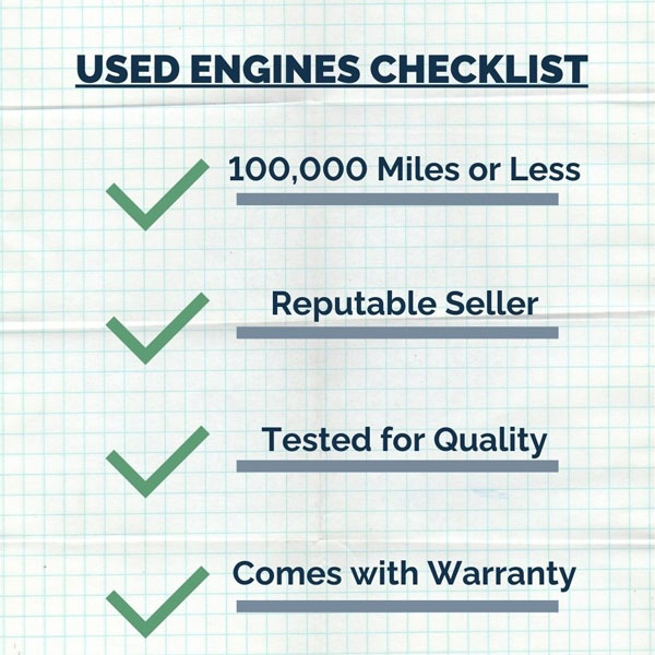 Checklist for buying a quality used engine