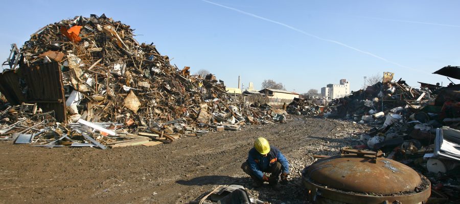 The scrap metal pile at a U-pull-it junkyard